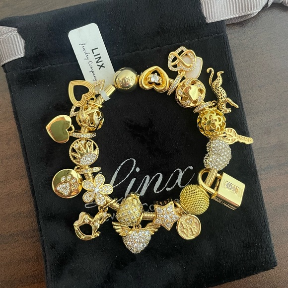 Linx Yellow Gold Snake Chain Bracelet with Gold Charms - Picture 2 of 11
